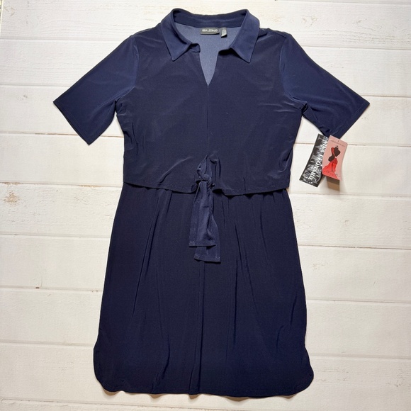 NWT - Nina Leonard - Women’s Navy Miracle Matte Jersey Dress - Size Large. Brand - Picture 1 of 11